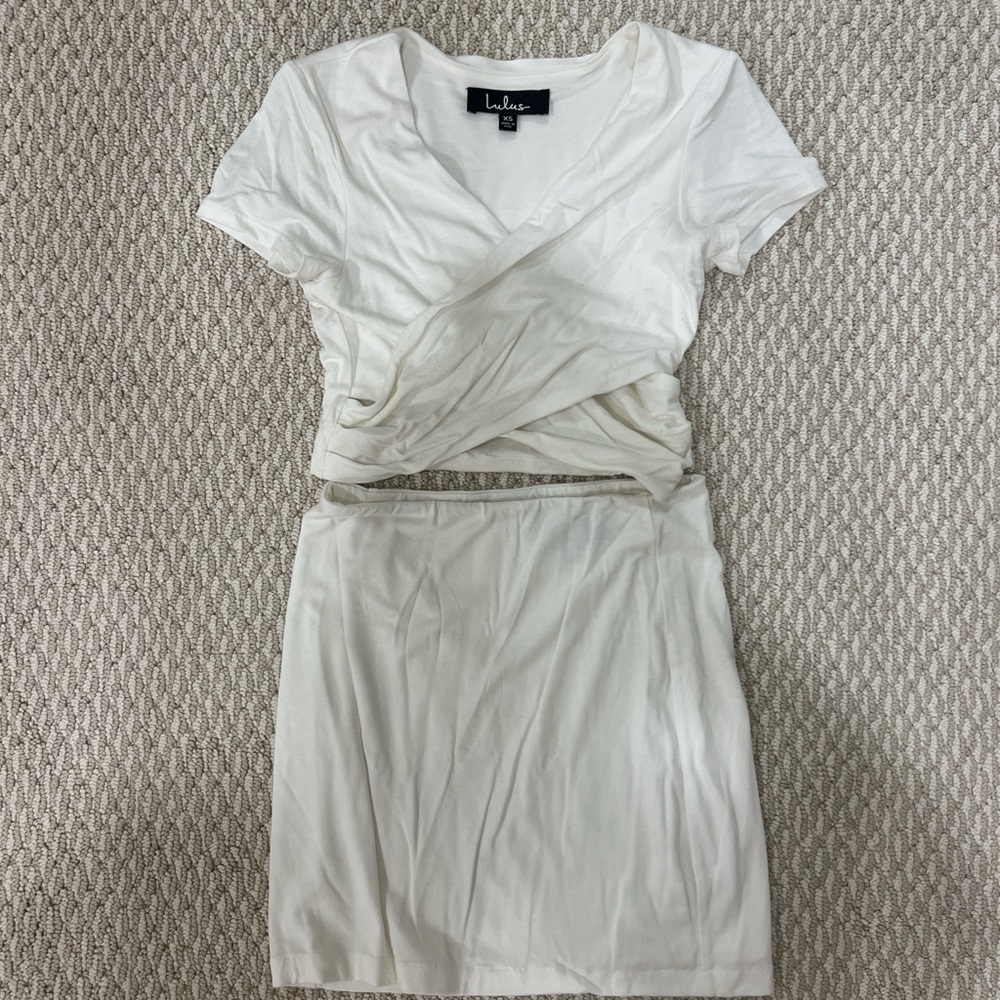 Lulu's Cream Mini Skirt Set